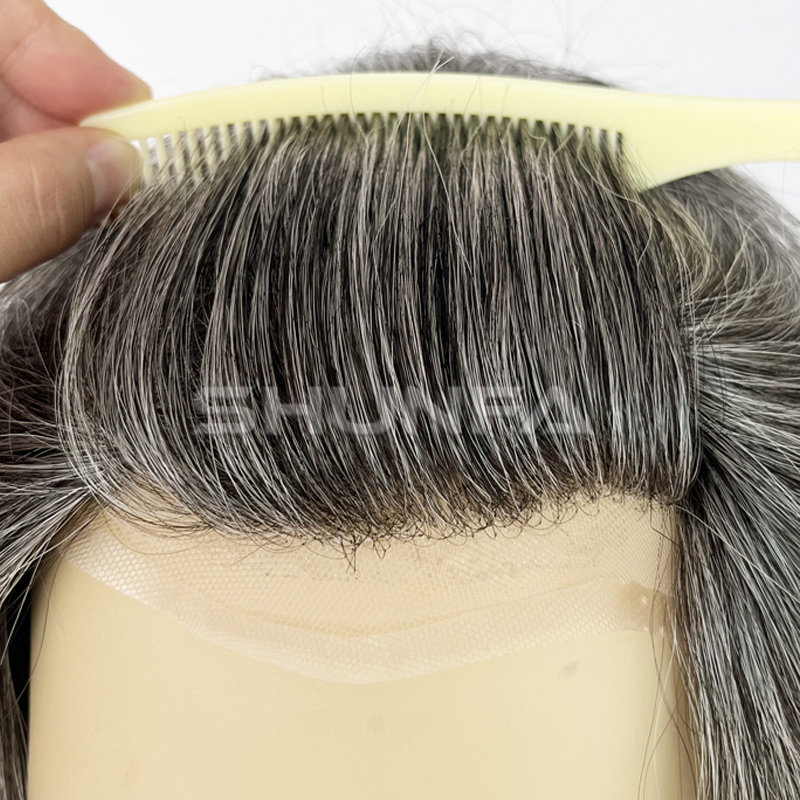 Wholesale Fine Mono Cap Indian Human Hair Wigs For Men Medium Light to Medium Density Toupee